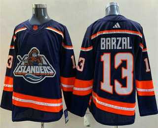 Men%27s New York Islanders #13 Mathew Barzal Blue 2022 Reverse Retro Stitched Jersey->new york islanders->NHL Jersey